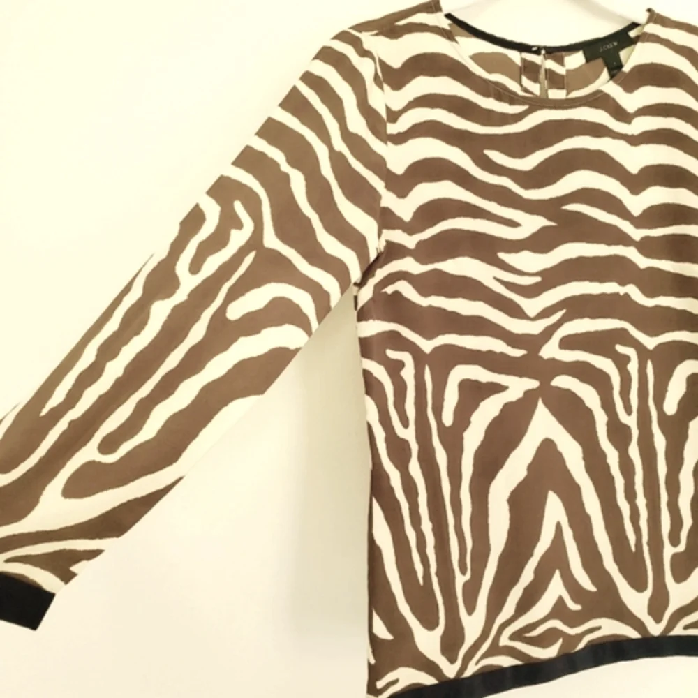 J. Crew Zebra Print Silk Top Women Size 0